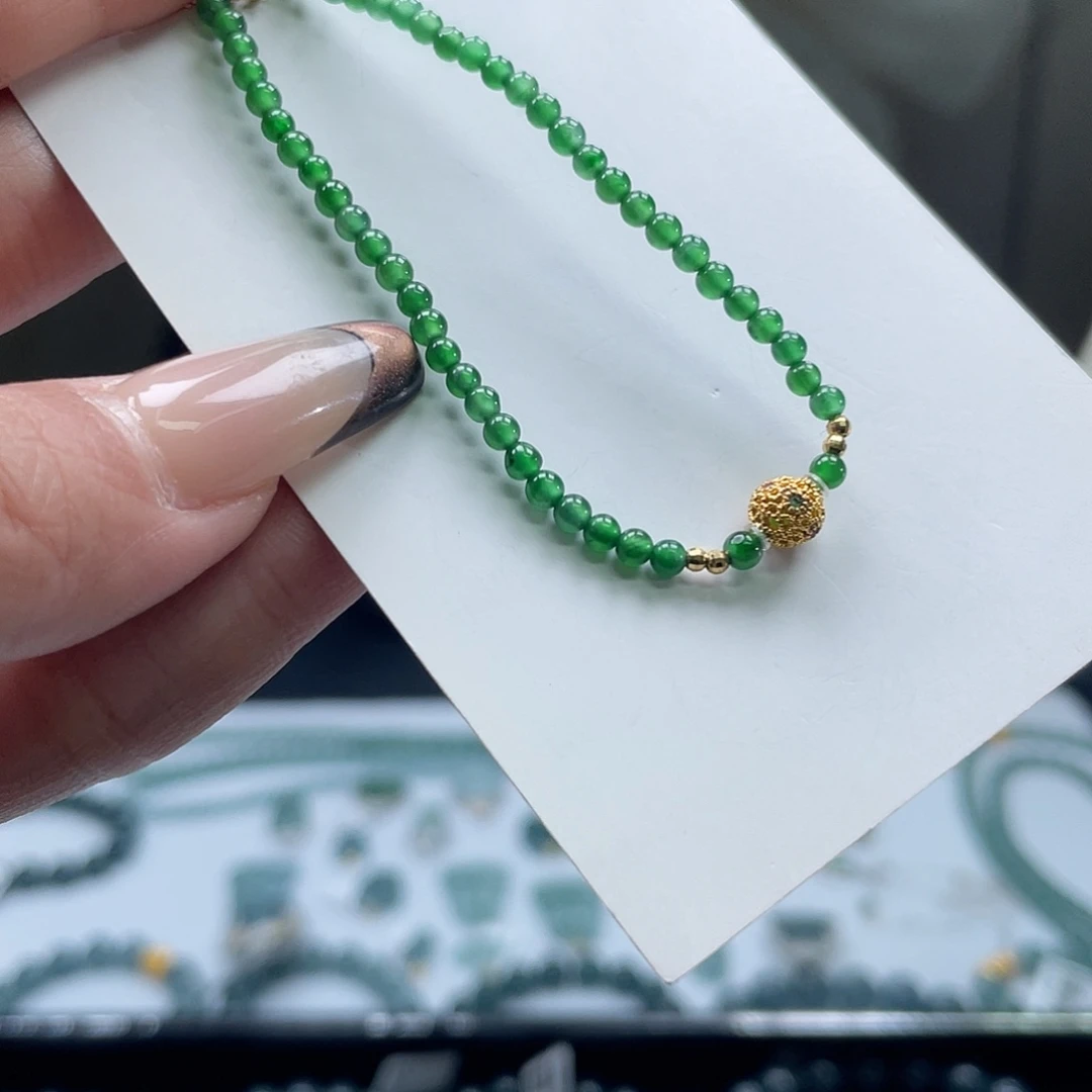 翡翠18K金镶嵌套链