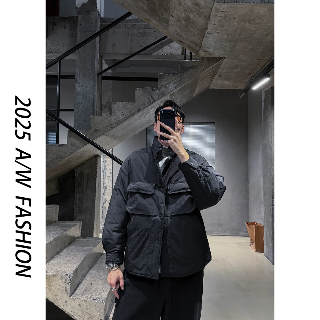 【叶继枫】25 A/W 90白鸭绒工装多口袋立领简约轻薄夹克羽绒服外套
