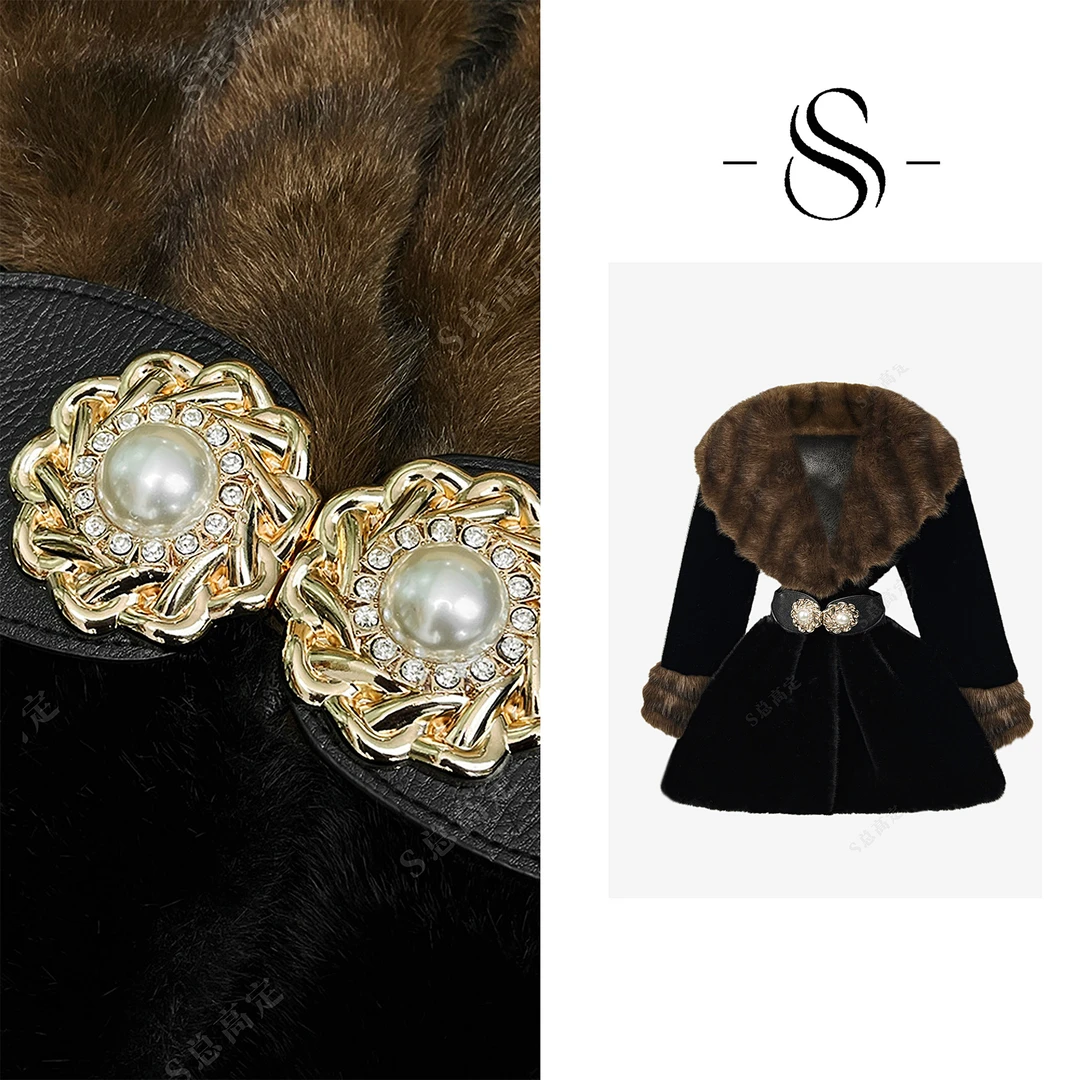 【妮妮】欧式高级感波浪纹理大翻领加厚保暖中长百搭外套D0253