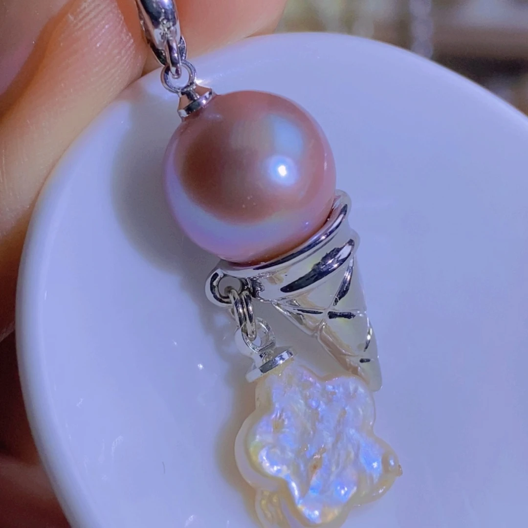 银S925镶嵌天然淡水珍珠淡水珍珠