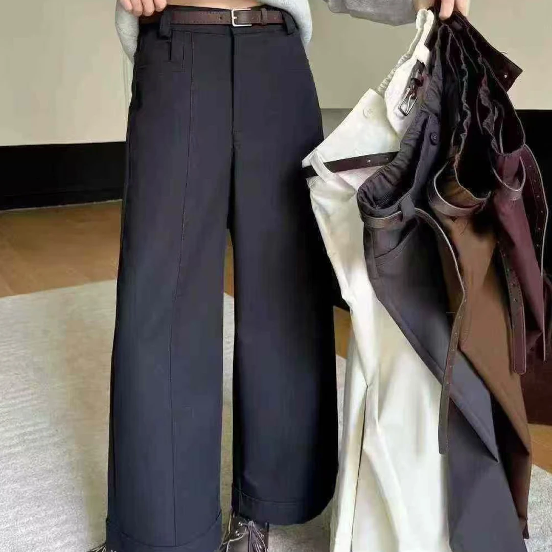 高腰显瘦A字版阔腿裤初秋新款时尚百搭女士休闲裤直筒气质