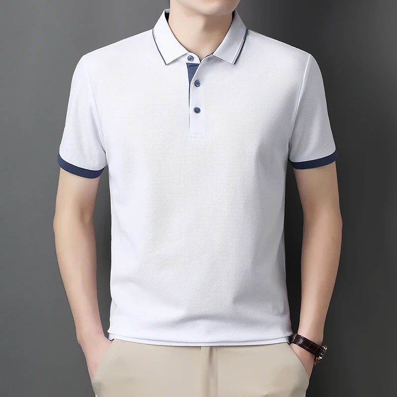 薄款夏季Polo衫夏季纯色翻领T恤透气男装休闲上衣潮流男士