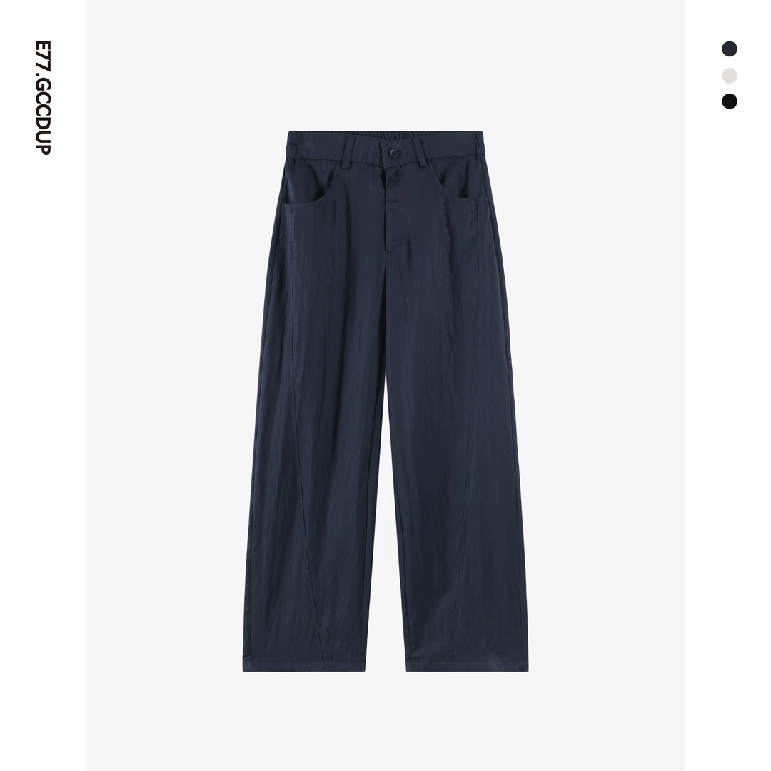 GCCDUPE77夏季莱赛尔休闲裤简约垂感男女同款设计感时尚长裤5635