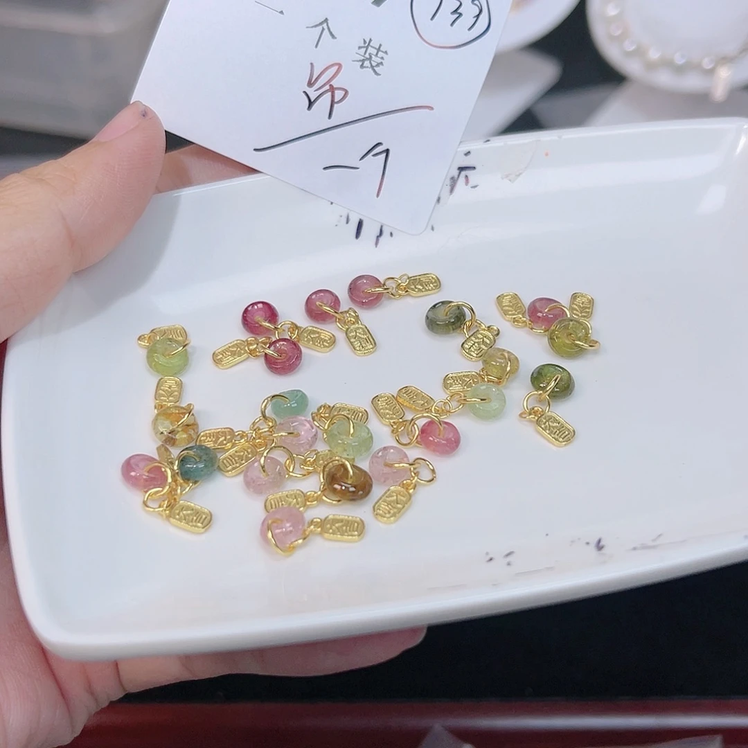碧玺珠宝半成品银S925镀金镶嵌97