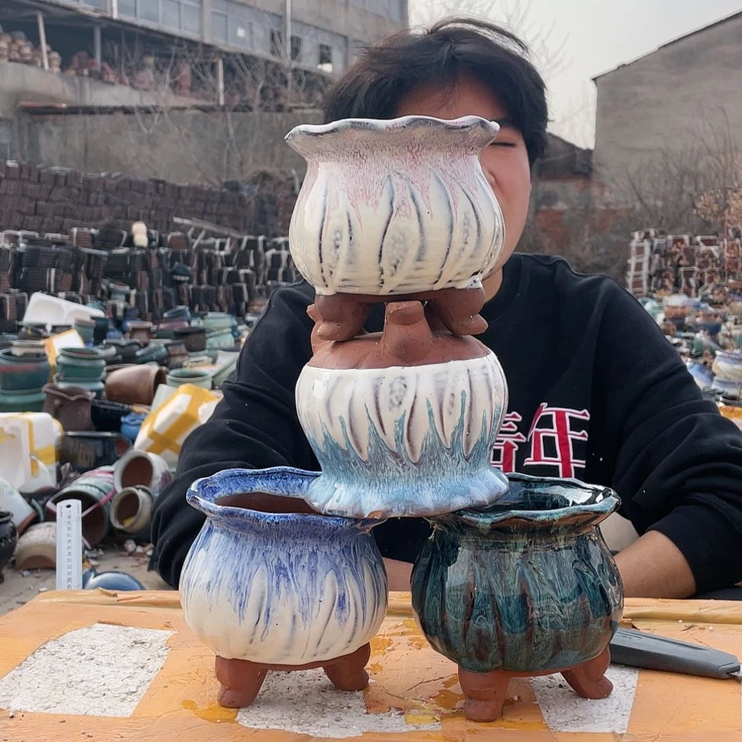 无铅玻璃宜兴紫砂花盆