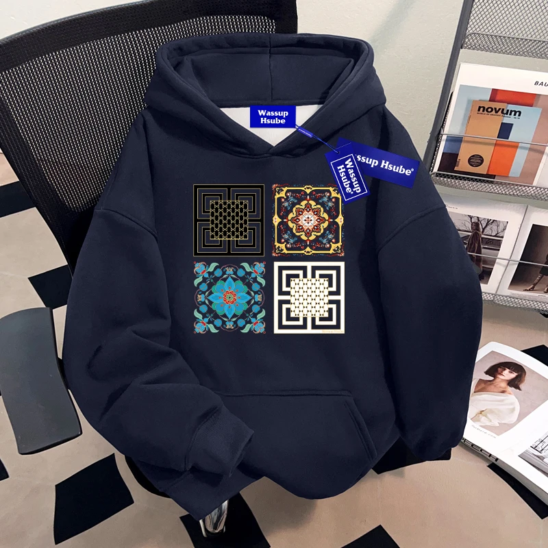 WASSUP HSUBE美式潮流重磅套头连帽卫衣男士秋季新款潮酷宽松上衣