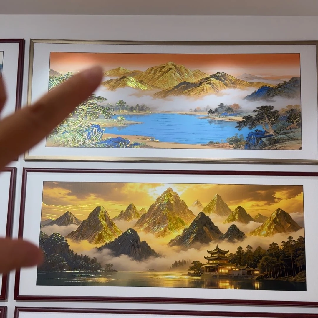 带灯款浮雕日照金山170*60