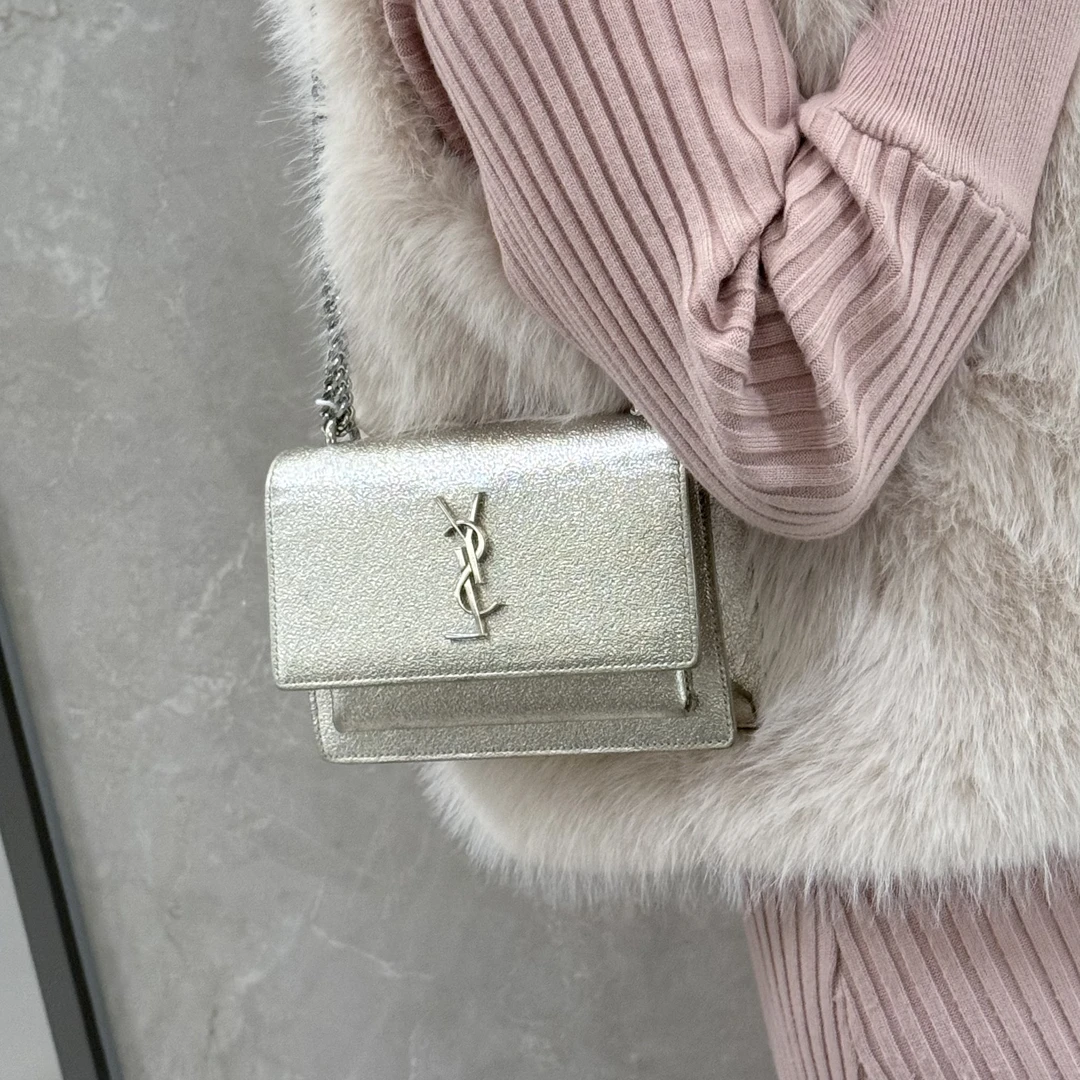 95新 YSL/圣罗兰 ysl银色星辰日落斜挎包