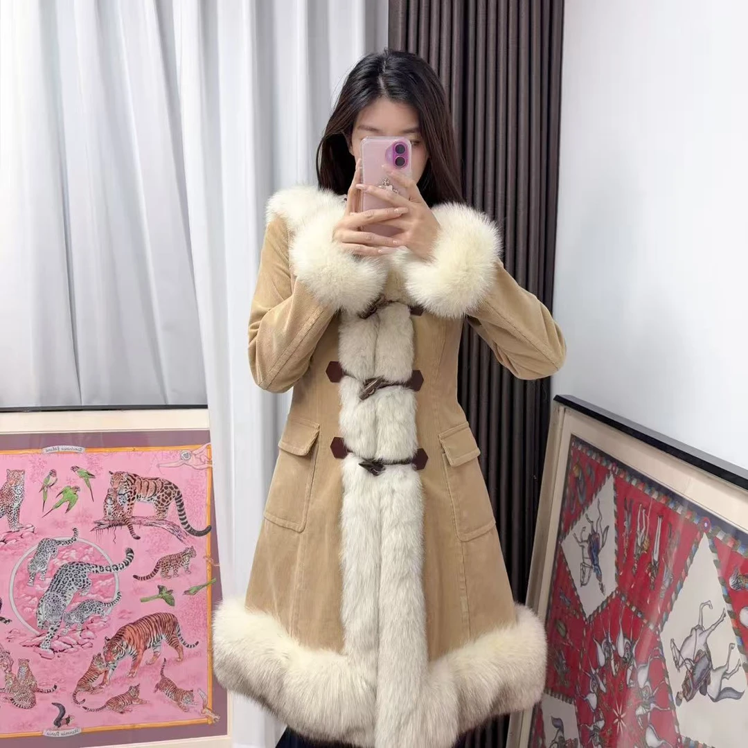 95新 BURBERRY/博柏利 麦殿/夹棉皮草毛边牛角大衣/251111ZXYYL04