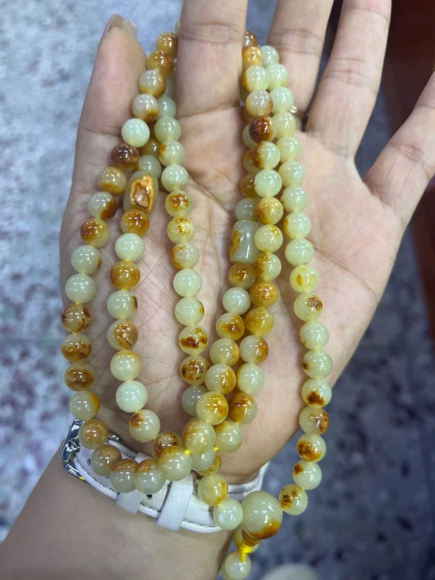 黄白河磨玉，108粒，粒粒带皮