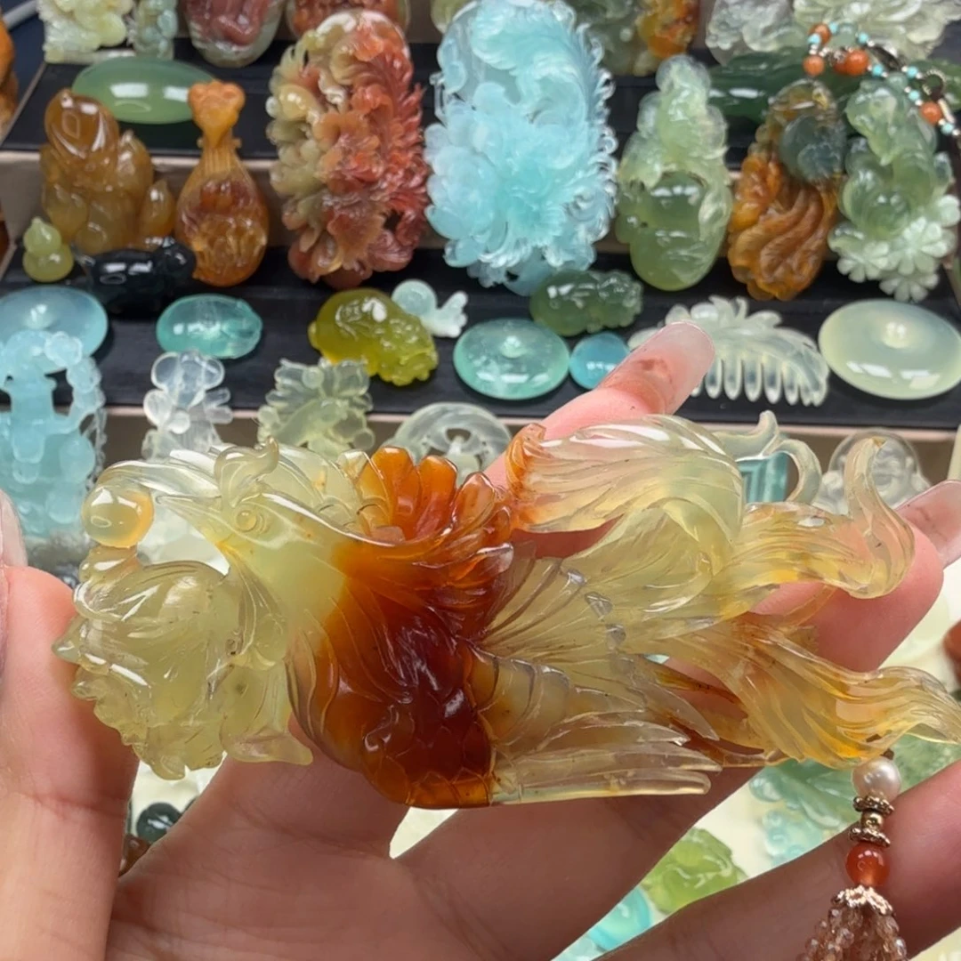 岫玉未镶嵌颈饰岫玉花玉凤凰