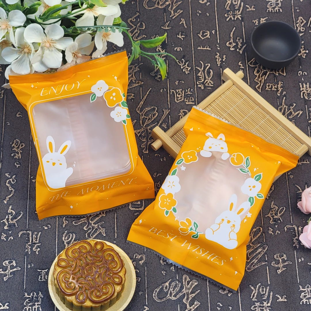 月饼内袋2025新款月饼包装袋机封袋望月许愿兔加厚中秋月饼袋批发