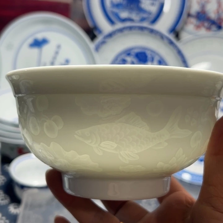 纯白5.5寸年年有鱼饭碗