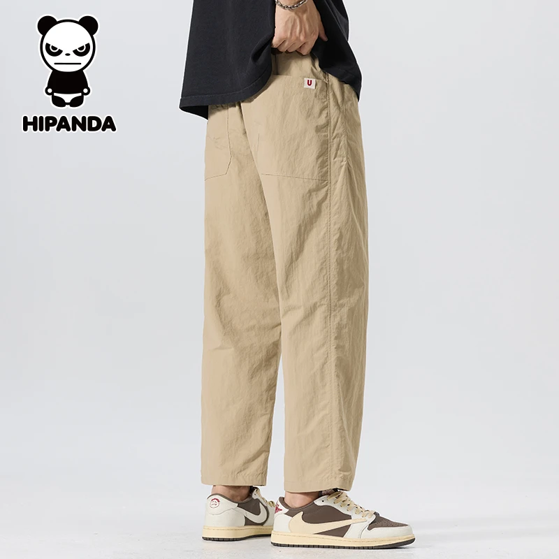 HiPanda你好熊猫休闲裤男士夏季薄款宽松百搭潮流美式复古九分裤