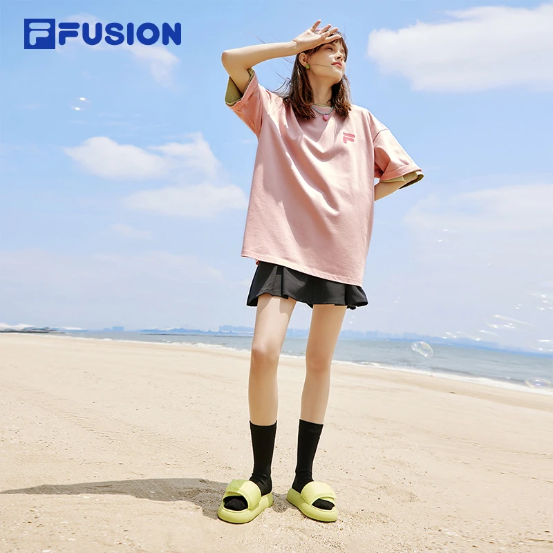 FILA斐乐【爆款多彩T】夏季潮流百搭宽松情侣圆领短袖T11U126199A