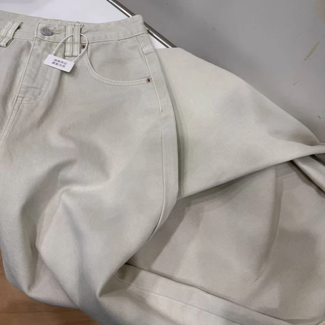 “腔调女仔”  定制面料石灰米镰刀裤 牛仔裤  3530