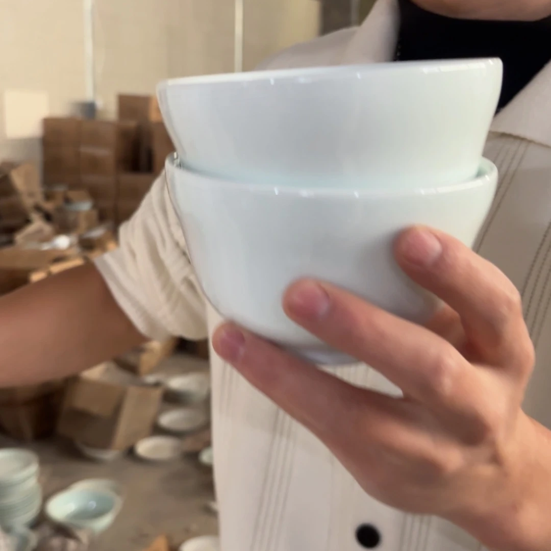 4.75英寸影青福禄碗4只微瑕