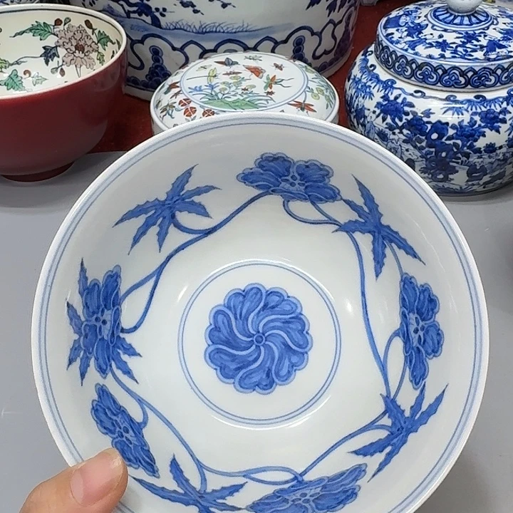 戴***心摆件陶瓷制品纯手工青花碗