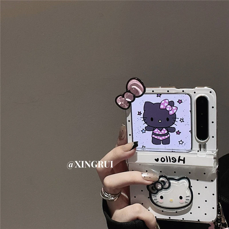波点蝴蝶结kt猫适用华为pocket2/s折叠屏PuraX手机壳p50/novaflip