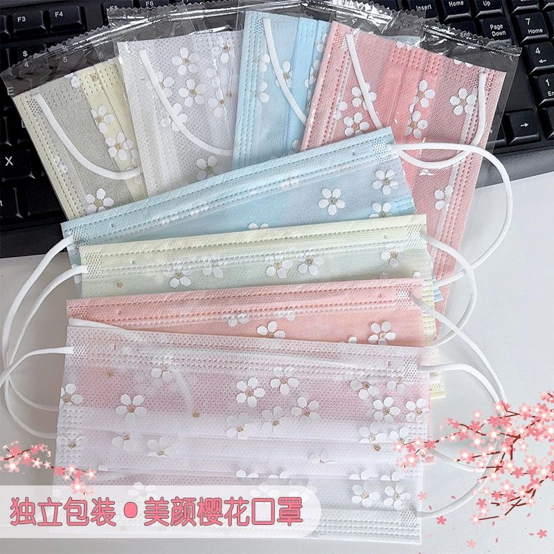 新款平面网纱口罩高颜值时尚樱花蕾丝口罩独立包装透气性感可爱