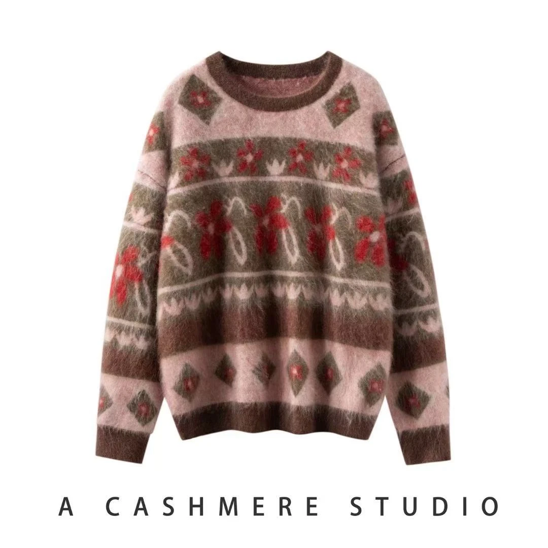 6533-1【臻炫女装】蝶恋花~新款女装拉绒工艺气质宽松慵懒风上衣