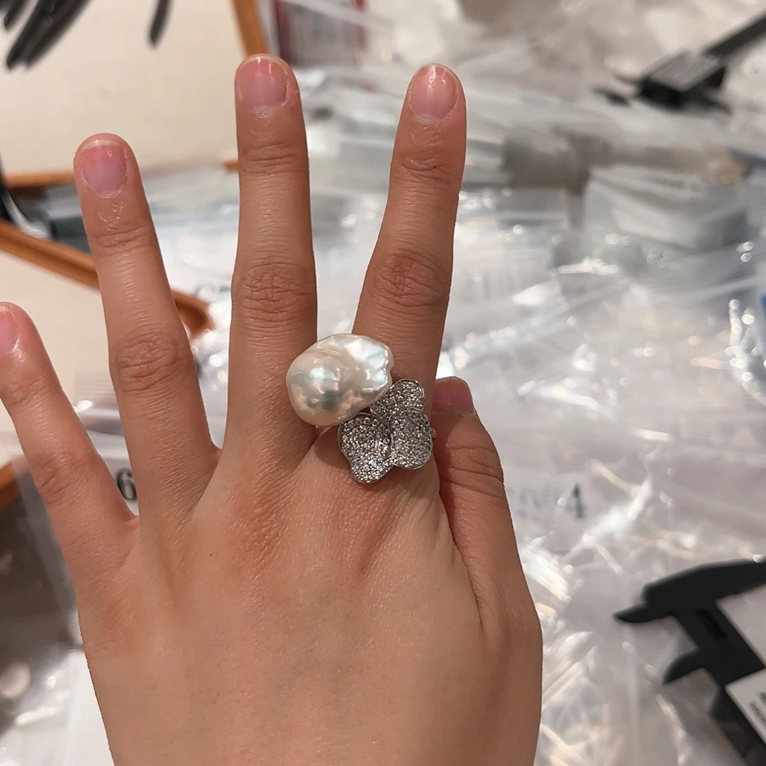 淡水珍珠戒指合金