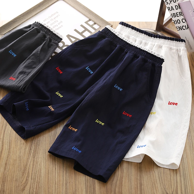 男童短裤2025新款夏装儿童字母满印刺绣薄款五分裤子清凉透气中裤