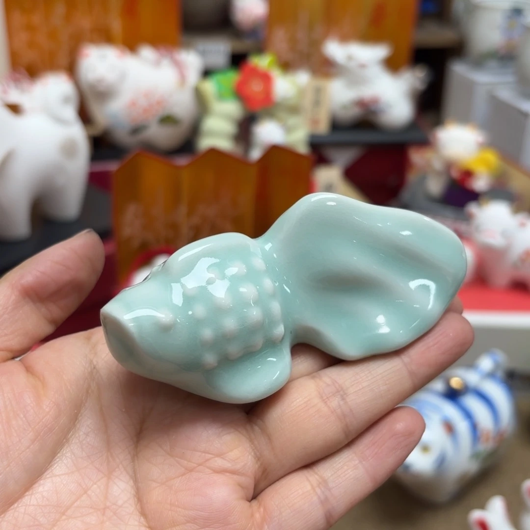 青瓷鱼摆件一只满38包邮9