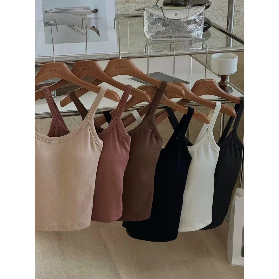 SP简约百搭吊带修身遮副乳带胸垫背心女夏甜辣内搭外穿无袖打底衫