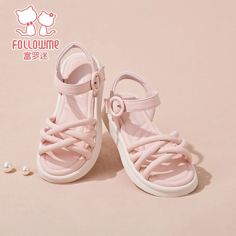 富罗迷女童凉鞋夏季新款薄荷曼波公主鞋平底玛丽珍沙滩鞋4B8504
