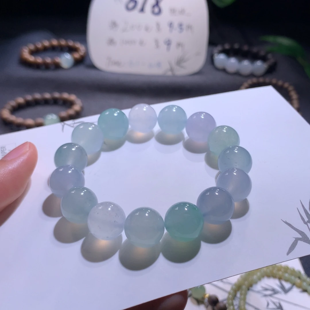 未镶嵌手串翡翠莫兰迪色系卡12左右