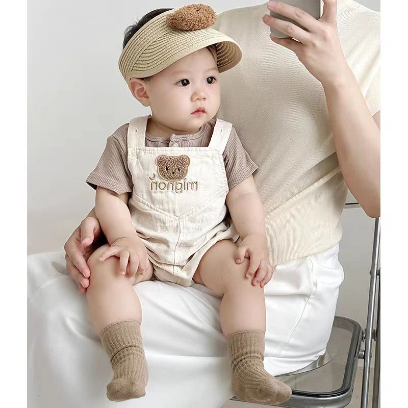 婴儿衣服夏季短袖男女宝宝薄款洋气纯棉婴幼儿背带裤套装超萌夏装