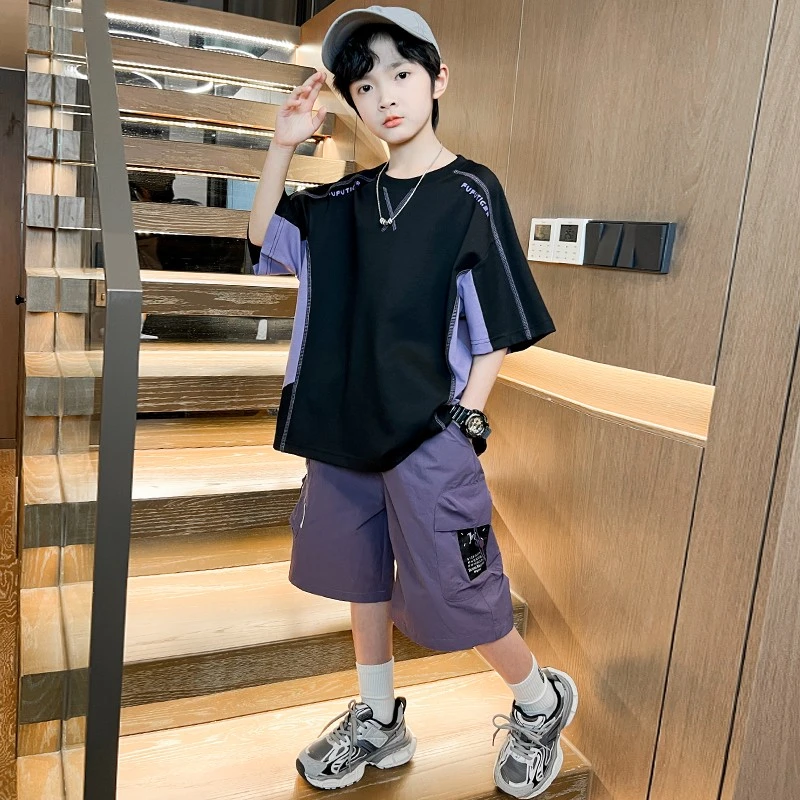 男童夏季套装2025新款夏装短袖中大儿童男孩薄款运动痞帅炸街潮酷