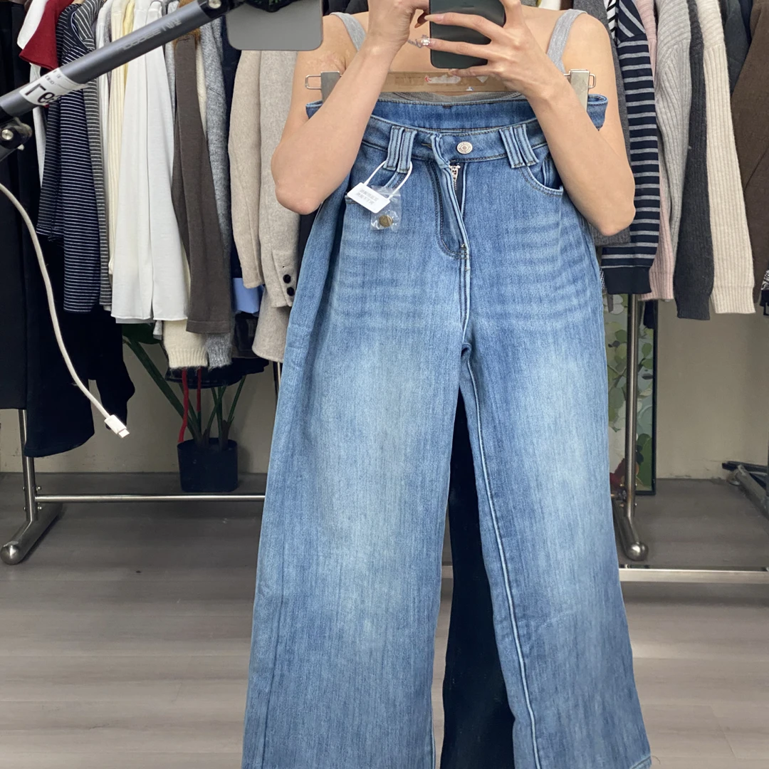 3841反季蓝高腰加绒牛仔裤