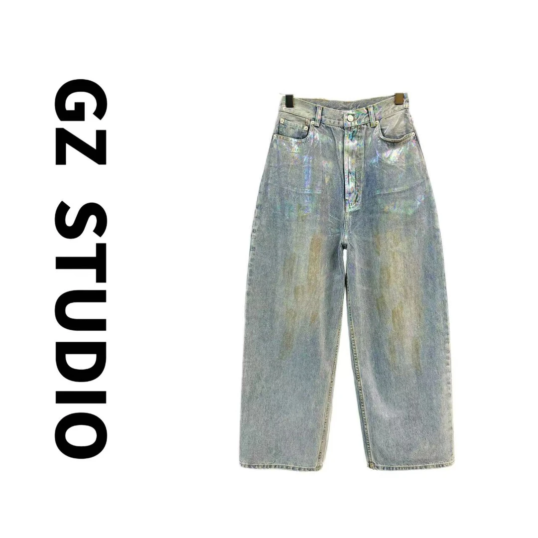 2025年新款百搭休闲镭射面牛仔裤