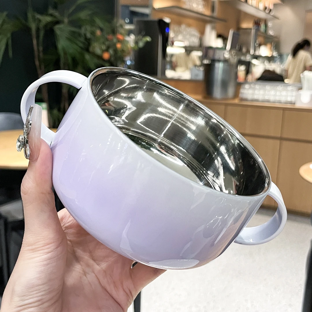 【老板娘自用漂亮碗】不锈钢饭碗双耳汤碗高颜值酸奶碗水果沙拉碗