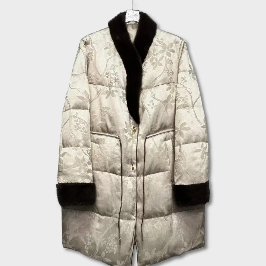 【白月光】新中式国风提花冬季新款宽松加厚外套2024D0741-沐沐