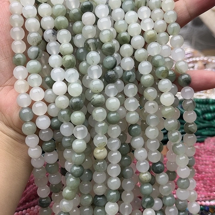 未镶嵌玛瑙/玉髓珠宝半成品2条8mm天山翠