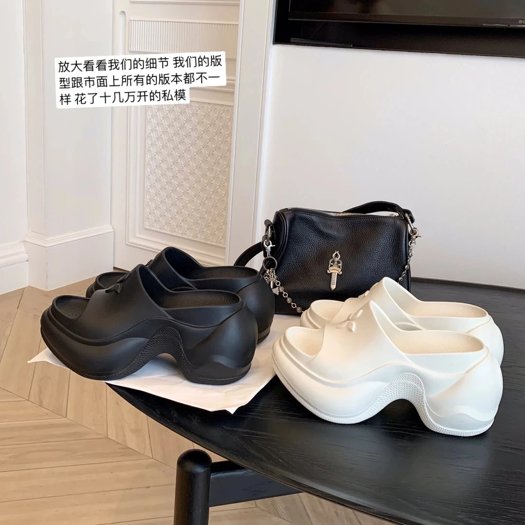 【sheii苏茵茵】十字花厚底增高休闲拖鞋女凉拖夏E4205088