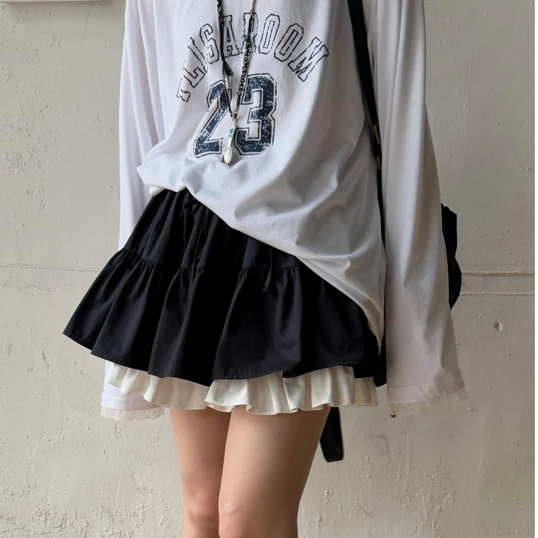 HELLOTANGO《韩女法则》夏季韩系元气俏皮假两件百褶短裙25372#