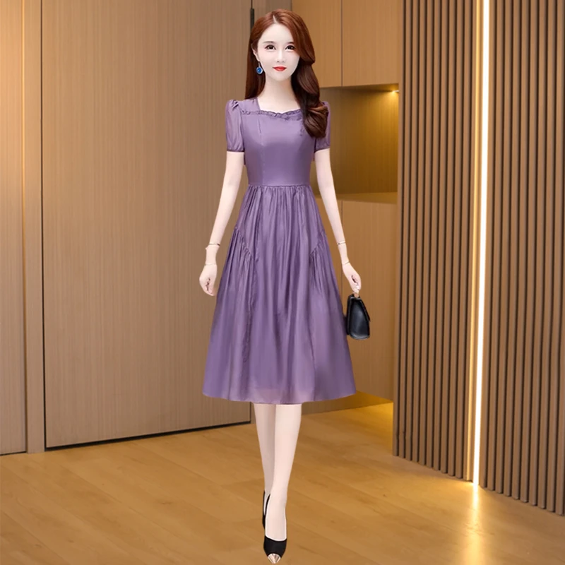 【可蓓儿】纱料连衣裙2025女新款夏今年流行小个子妈妈雪纺超火裙子