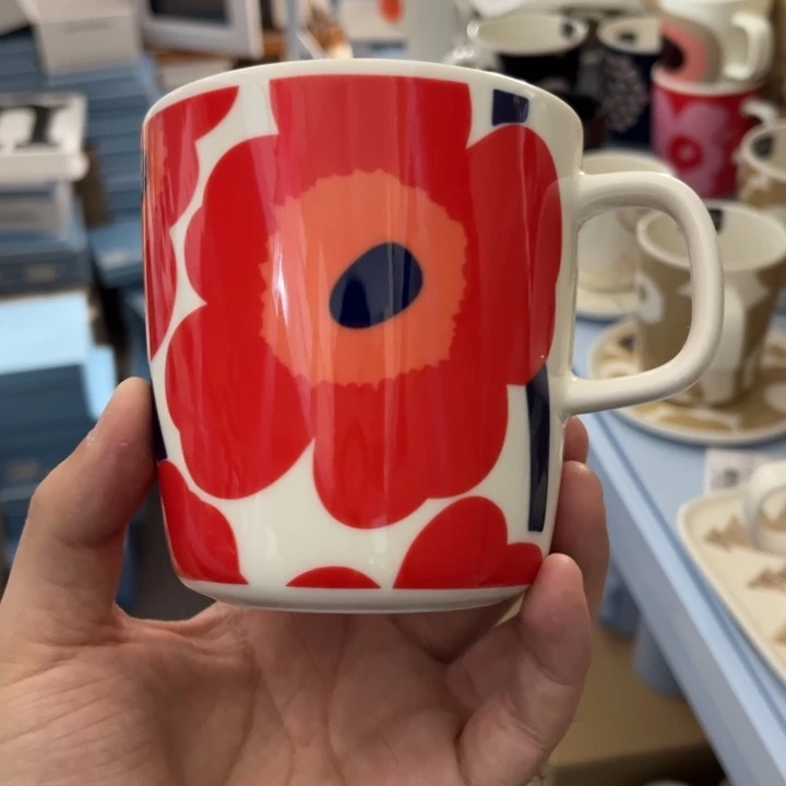 marimekko红花墨蓝400ml马克