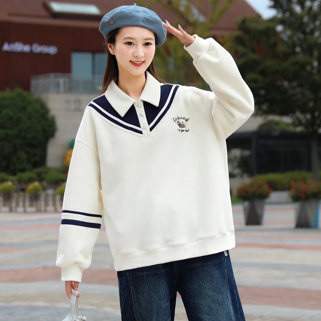 初中生卫衣女学院风假两件高中学生上衣大童12-18岁上衣春秋季