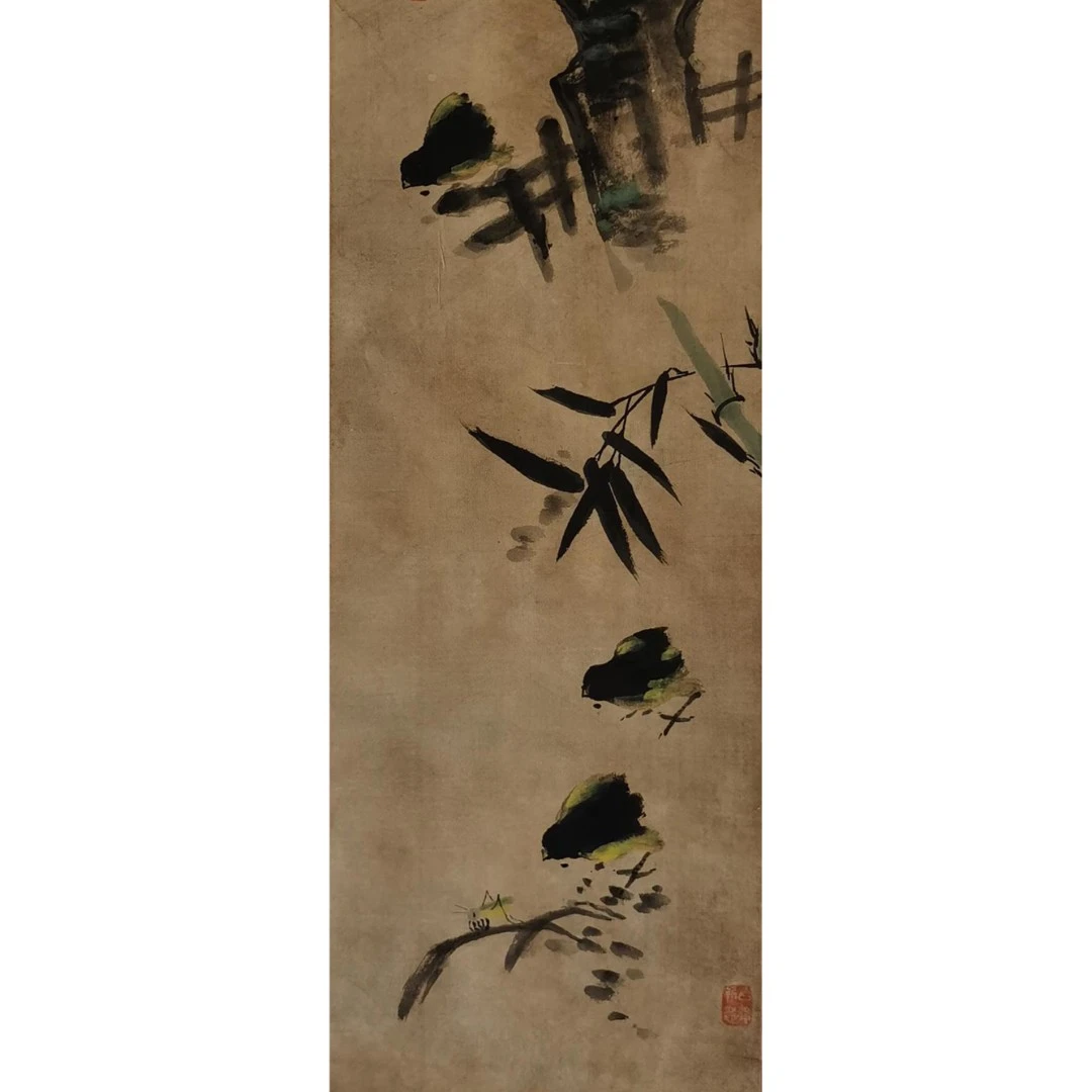 【辽拍】V240902-1-11《花鸟》（3.2平尺) 纸本镜片 DD16