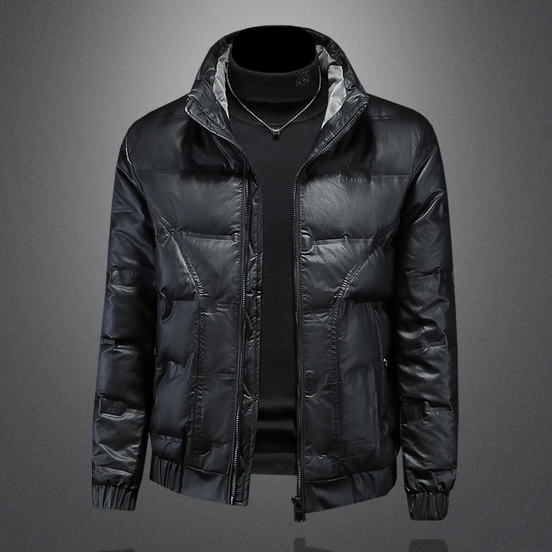 洛尼提日亚皮羽绒服男装2025冬季新款潮流短款轻薄立领白鸭绒外套