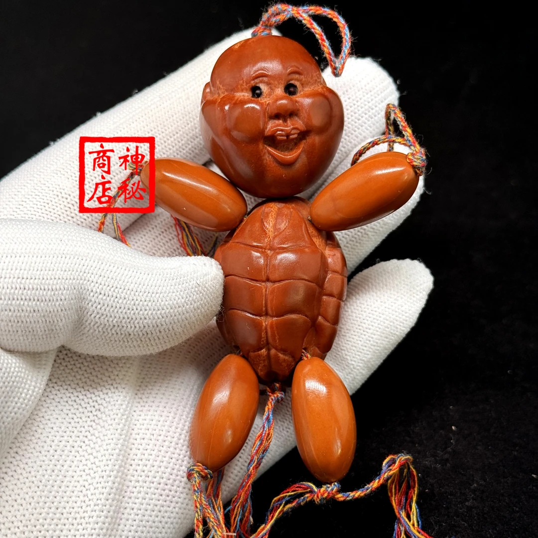 橄榄核雕刻小龟仙人小贵人手把件富贵人生小人可爱小人