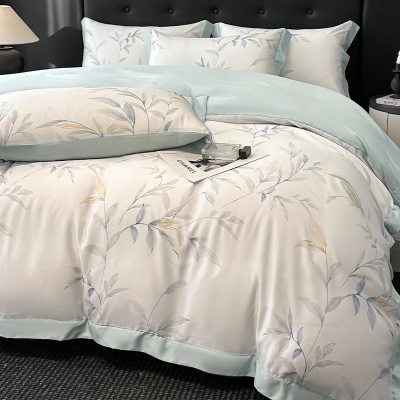 春夏轻奢风莱赛尔纤维丝滑四件套凉感舒适透气被套床单款床上用品
