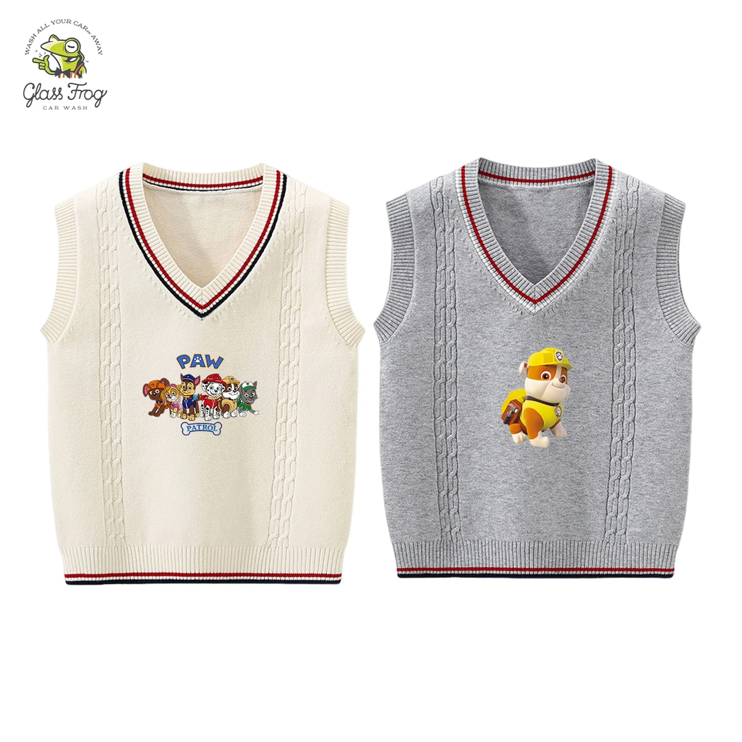 汪汪队女童童装毛线背心春秋款儿童韩版针织马甲2025新款小童外套
