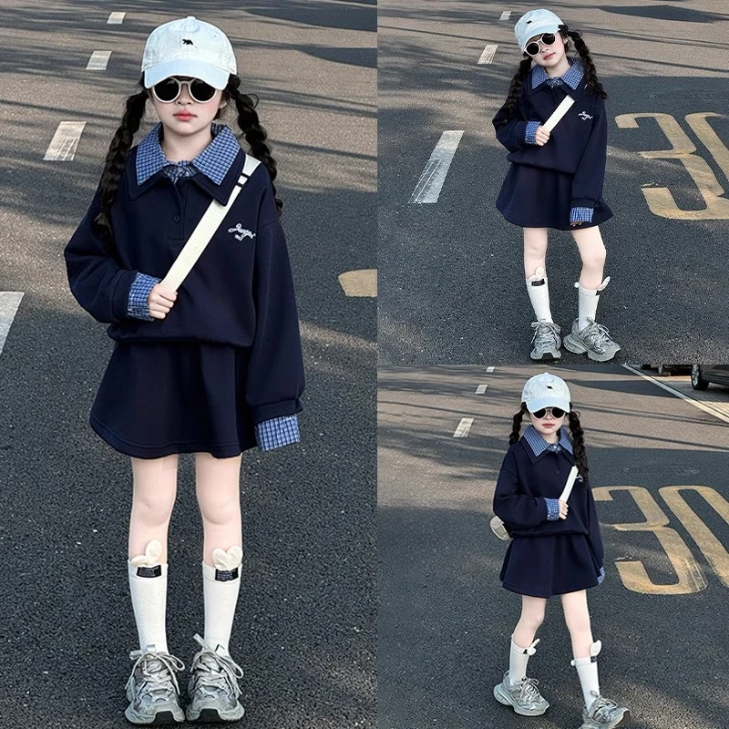 独特漂亮裙子小女孩春季2025新款女童春装学院风短裙儿童套装春秋