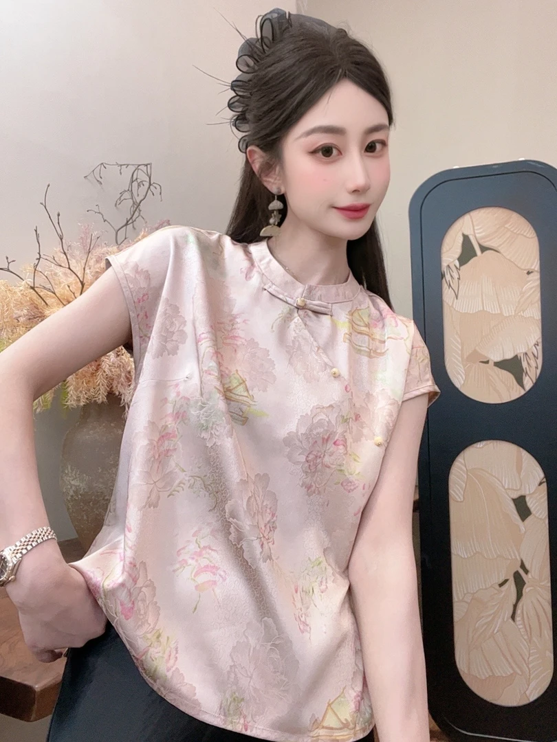 【桃园】/2025夏季新款气质百搭显瘦新中式短袖女日常宽松